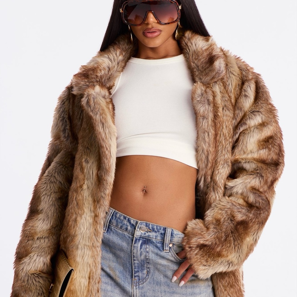 Fashion Nova Breezy Nights Faux Fur Coat